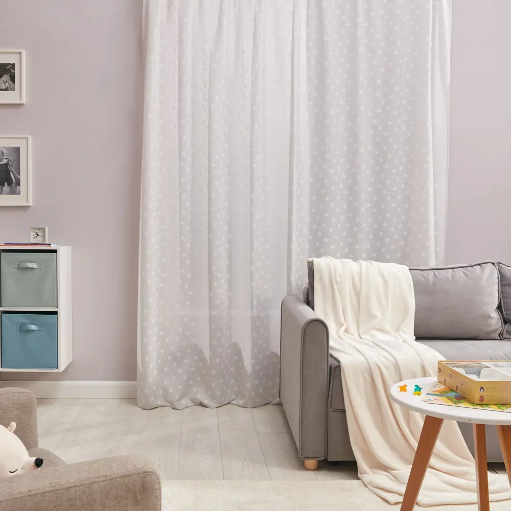 Тюль на ленте Лютик 250x260 см цвет серый MIAMOZA STLM-2052501