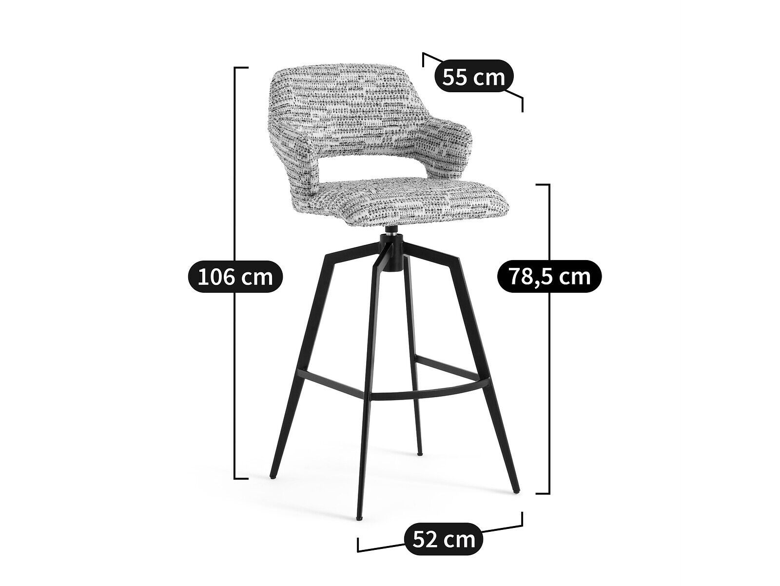 Тканевый поворотный стул с подлокотниками AMPM Asyar ARCH-00145160 - Вид №11