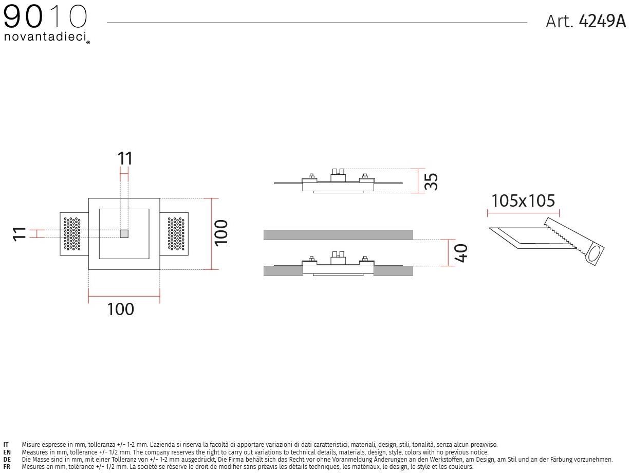 9010 novantadieci Встраиваемый потолочный светильник led из cristaly®  4249a  - Вид №1