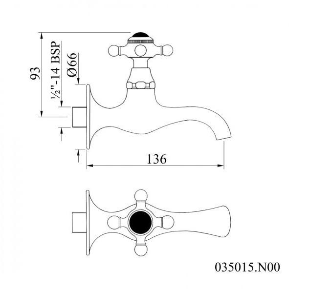 Bronces Mestre Смеситель для мойки с одним отверстием, глянцевый Retro 035015.n00.50 - Вид №1