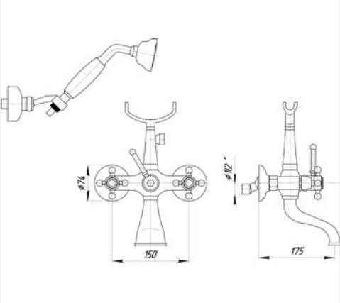 Смеситель MIGLIORE Prestige 27249 для ванны и душа, бронза sun-id-684476 - Вид №1