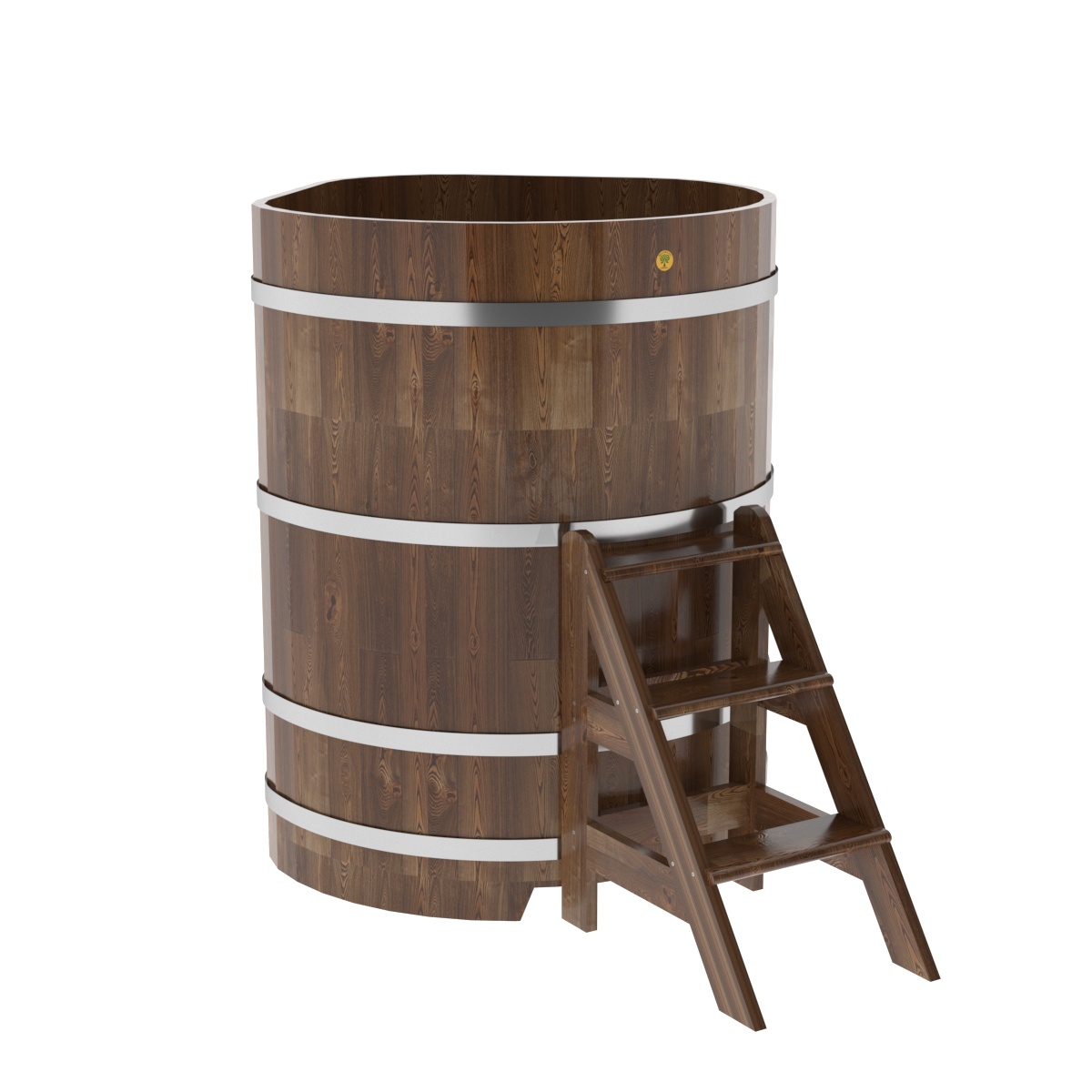 1571 Купель угловая из сращенных ламелей лиственницы 1,03х1,03х1,4 морёная Alyarus 