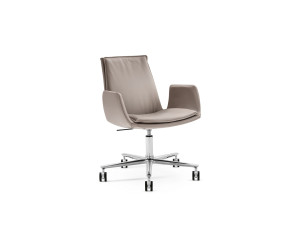 Кожаный регулируемый по высоте офисный стул с подлокотниками