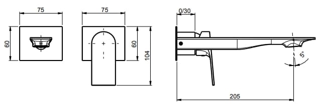 Однорычажный настенный смеситель для раковины с 2 отверстиями Rubinetterie Frattini Narciso ARCH-00016649 - Вид №5