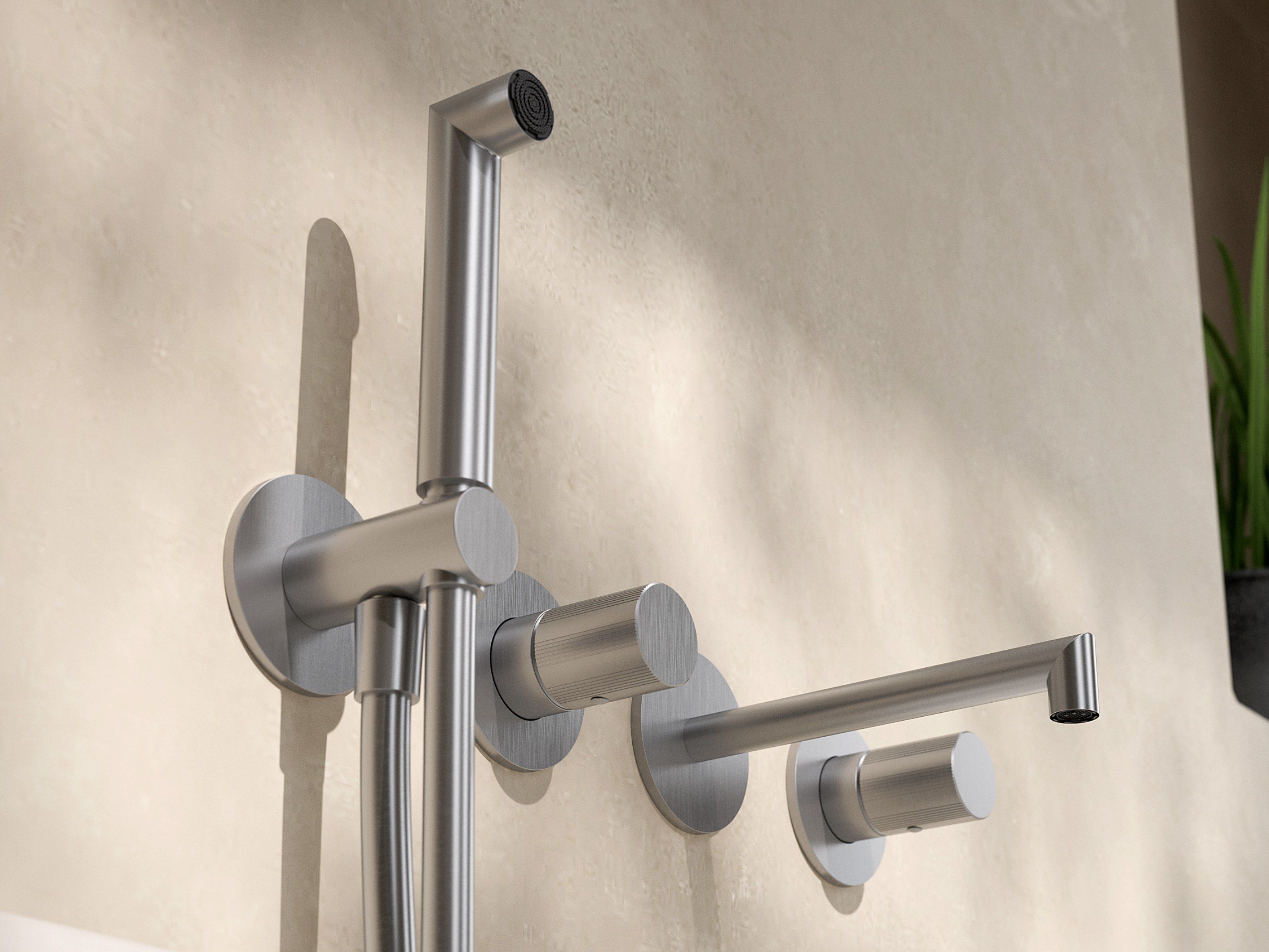 Стальной настенный смеситель для ванны с ручным душем Rubinetterie Treemme 28 мм ARCH-00035440 - Вид №1