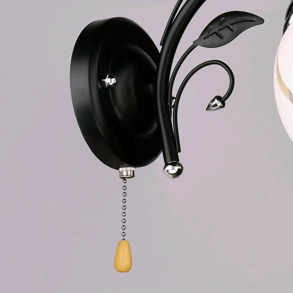 Бра настенное РОССВЕТ Меренга - черный с бежевым плафоном 89426772 STLM-1576870 - Вид №3