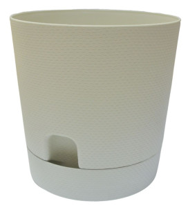 520-6 Горшок д/цветов с поддоном Waffle d=17,5 2.8 Л. кремовый Цветочная коллекция