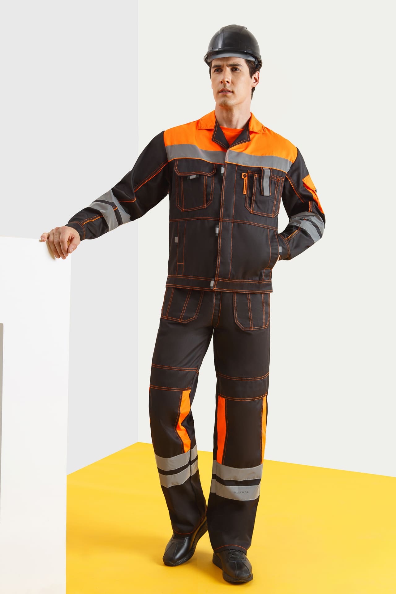 61843 Костюм "Профессионал-2" с СВП черно-оранжевый  Летняя спецодежда  размер 52-54/170-176  - Вид №13