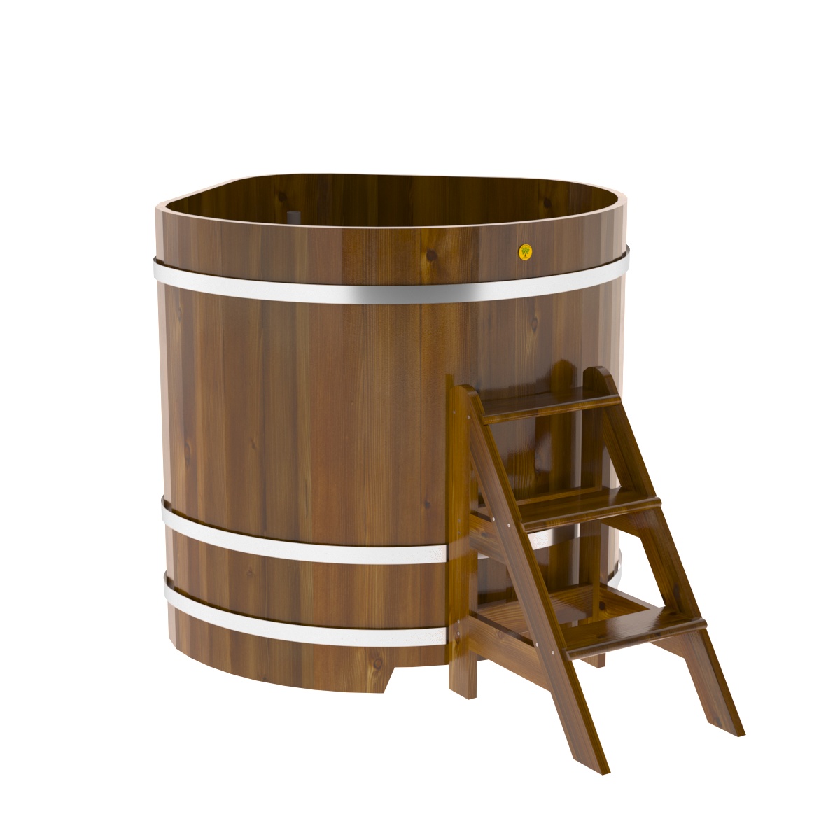 2315 Купель угловая из лиственницы Рустик 1,19х1,19х1,2 морёная Alyarus  - Вид №1