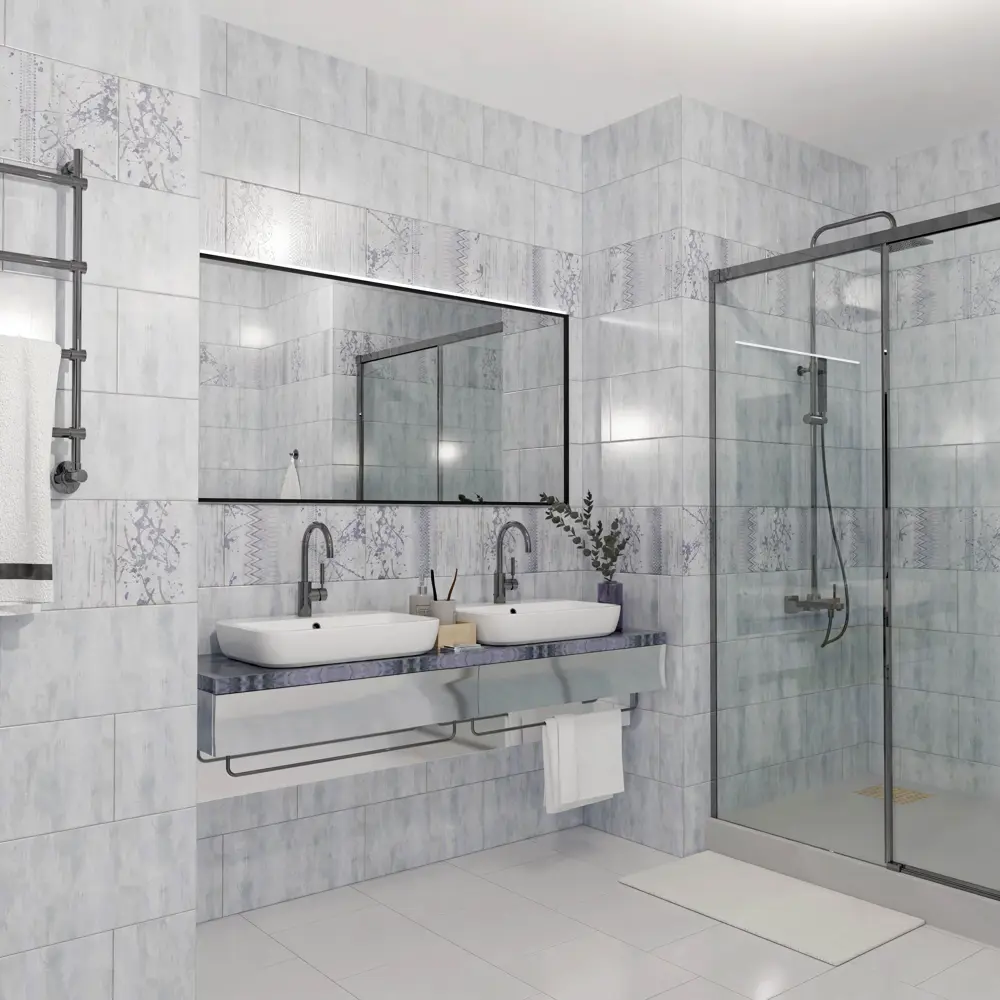 Декор настенный Нефрит-Керамика Артис 50x25 см матовый цвет текстиль голубой STLM-2049830 - Вид №2