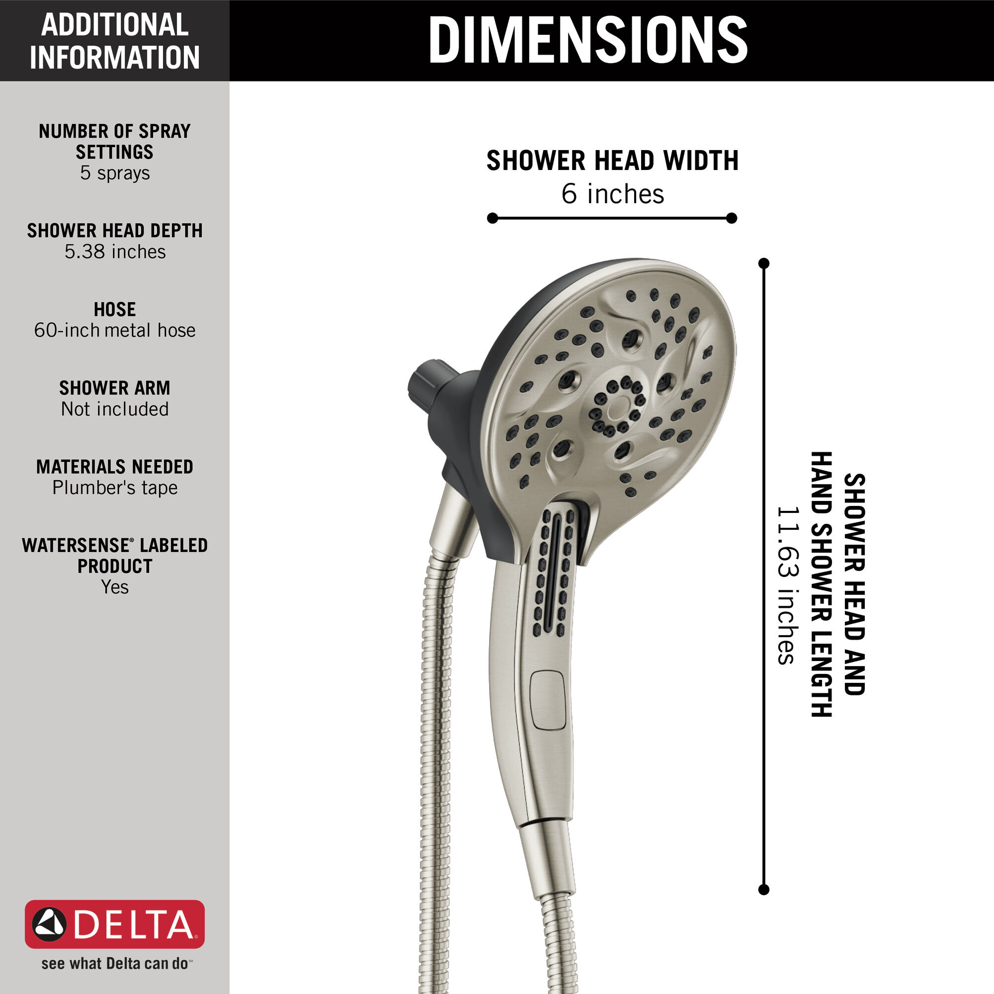 Комбинированный H2O HSSH 1,75 галлона в минуту MagnaTite 5S Delta Faucet 75510SN - Вид №14