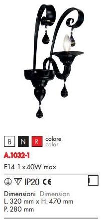 Rossini Illuminazione Настенный светильник из дутого стекла Caroline A.1032-1 - Вид №1