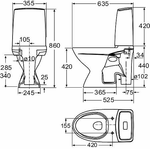 3636301201 Компакт унитаз с бачком Белый IDO Glow Швеция - Вид №1