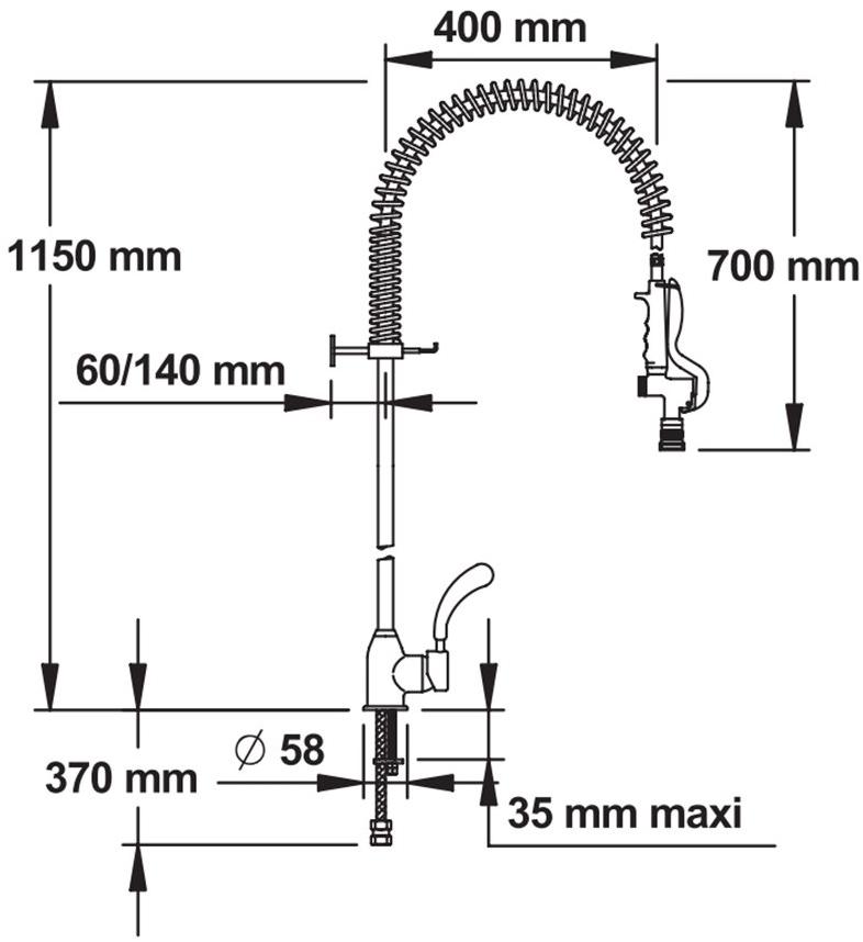 70552 PRESTO Однорычажный смеситель с регулируемым распылителем , професс.кух. высокий 70552.0 - Вид №1