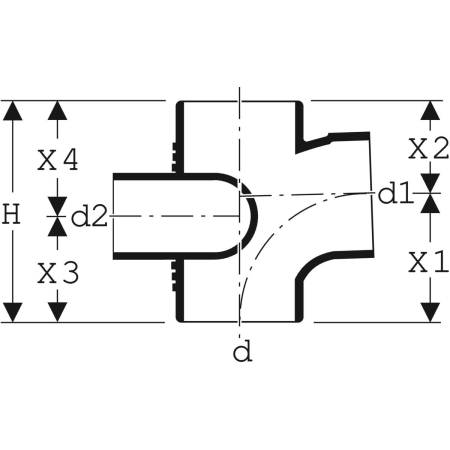 GEBERIT 310.171.14.1 Крестовина Geberit Silent-db20, правая со смещенным впуском и дополнительным отводом 88,5°  - Вид №3
