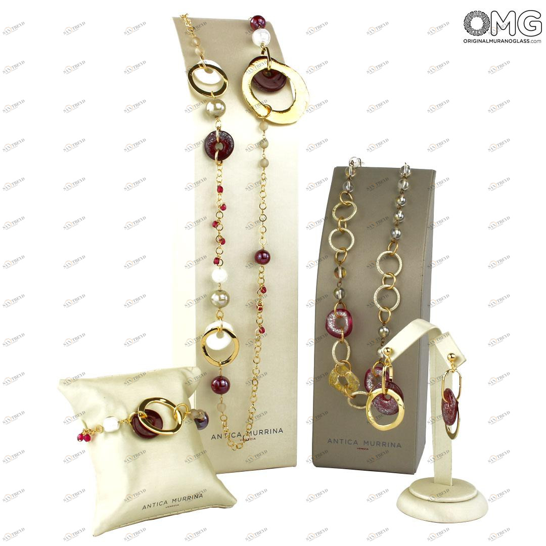 3825 ORIGINALMURANOGLASS Набор украшений Скарлатто - Коллекция Antica Murrina - муранское стекло OMG  см 