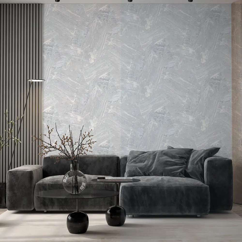 Флизелиновые обои Wallsecret Encanto — серые с текстурой для стильного интерьера 89363297 STLM-0816178 - Вид №4