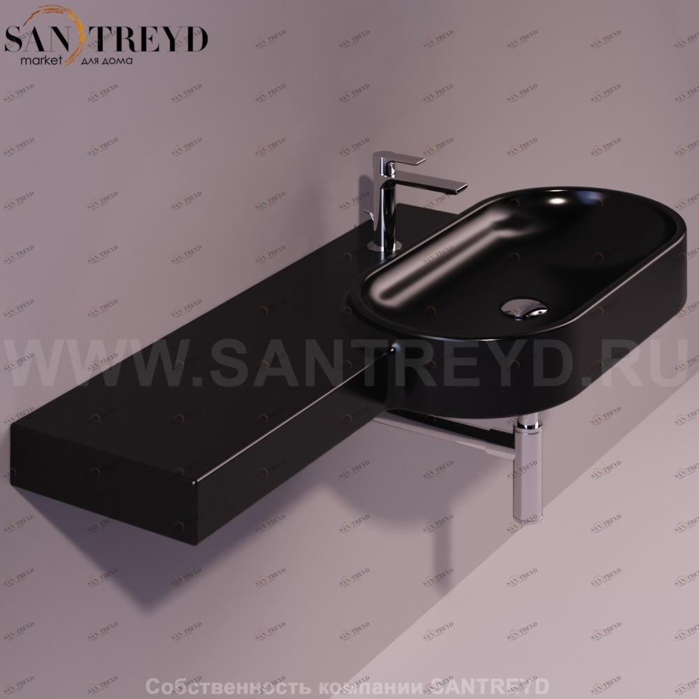 FL22NERO Подвесная раковина настенная овальная Simas Flow черная