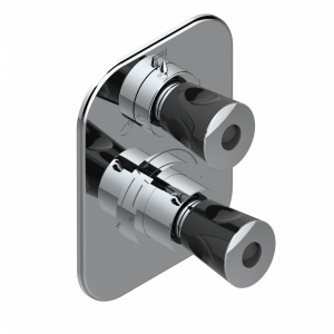 U3E-5600BE Ручки регулировки для термостата THG с переключателем на 3 выхода арт.5600AE Thg-paris Багатель с чёрным камнем Хром