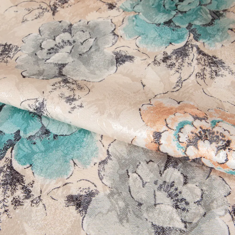 Ткань «Печать», 150 см, цветы, цвет бирюзовый ТОРГОВЫЙ ДОМ ТЕКСТИЛЬ STLM-2111543