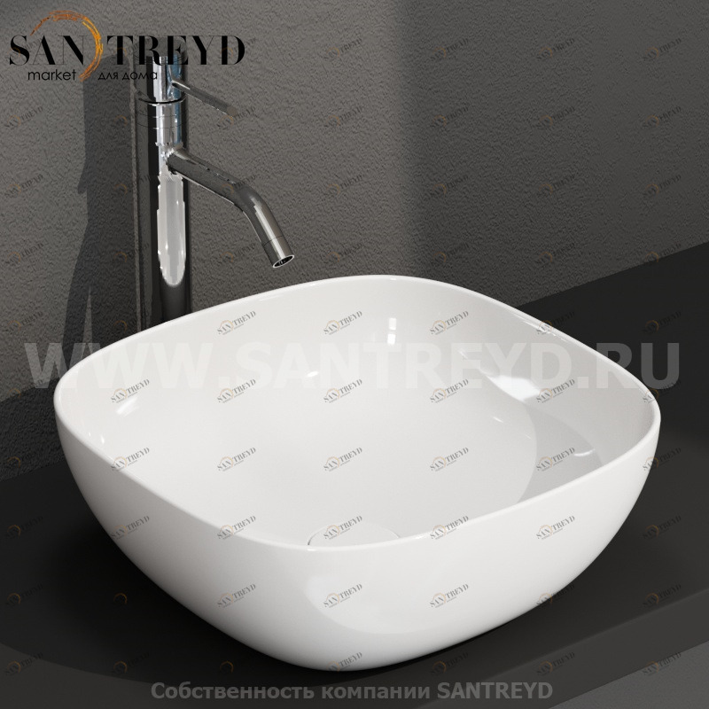 B6Q43BI Накладная раковина на столешницу  квадратная Ceramica Globo T-EDGE