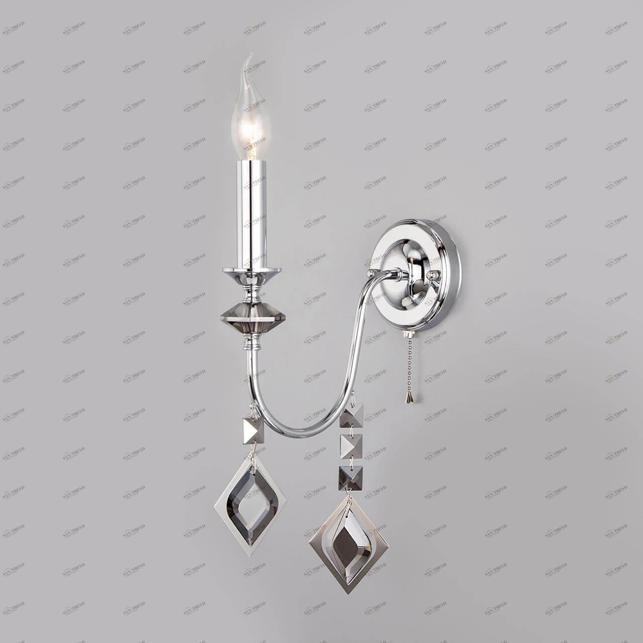 Бра хрустальное хром Telao 10110/1 EUROSVET СВЕЧА 00-3930354 Прозрачный;хром 