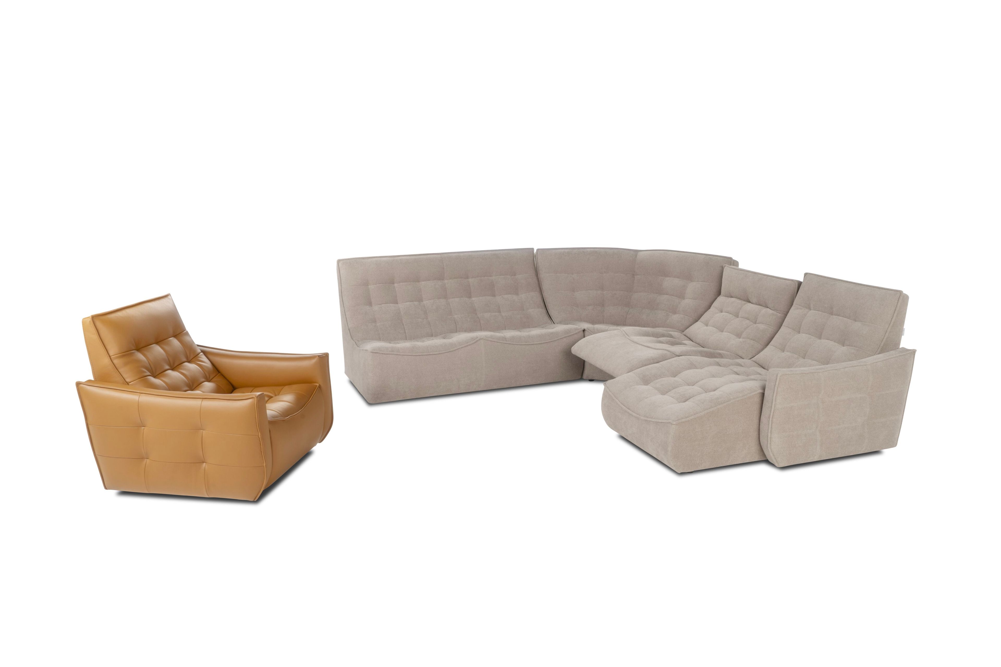 Кожаное кресло с подставкой для ног и подлокотниками Calia Italia Modular ARCH-00046641 - Вид №1