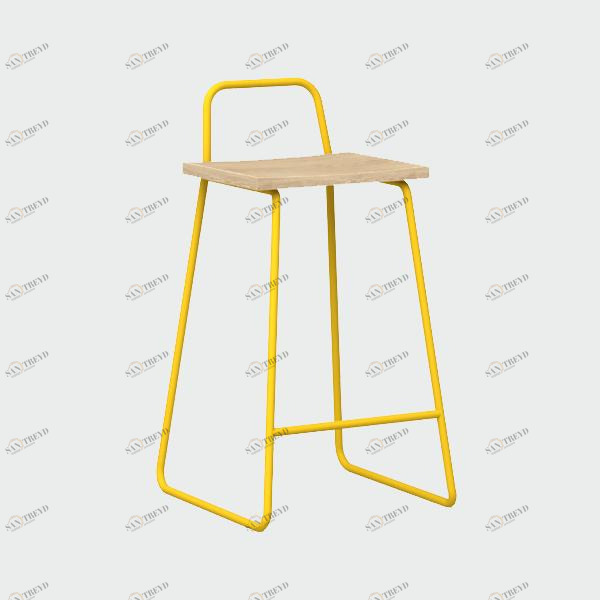 Барный стул с деревянным сиденьем желто-горчичный Bauhaus WOODI  00-3966224 Желтый 