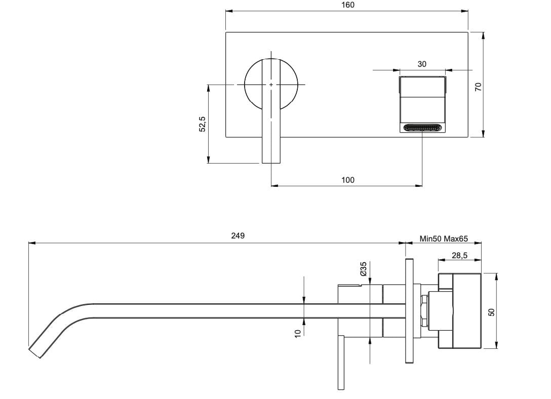 Однорычажный настенный смеситель для раковины Nic только ARCH-00002347 - Вид №3