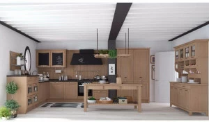 CREO Kitchens Встроенная кухня из массива дерева с ручками Aurea