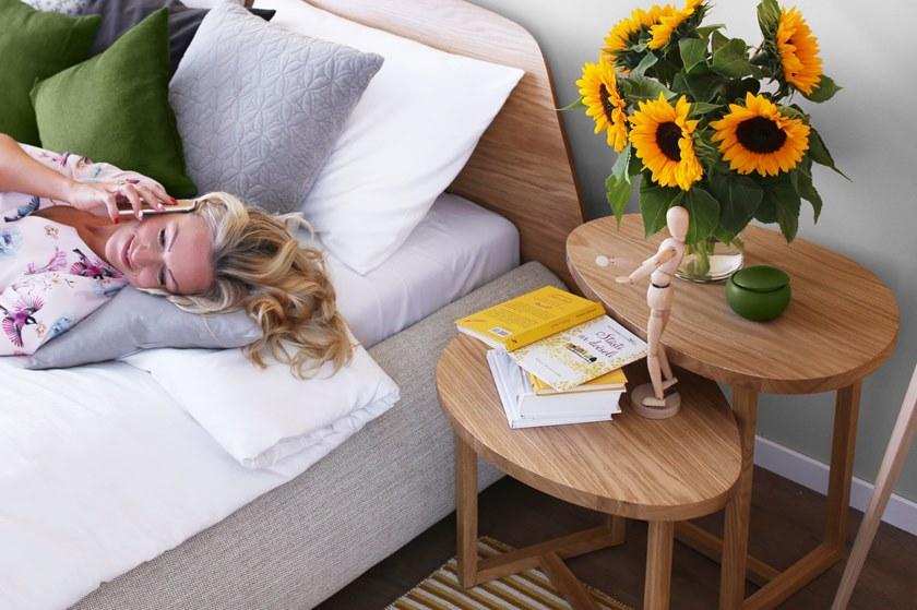 Heavens Двуспальная кровать из ткани с деревянным изголовьем sun-id-1407732 - Вид №4