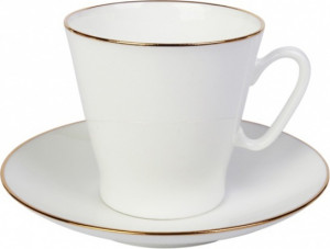 1045384 Императорский фарфоровый завод Чашка с блюдцем "Золотой кантик 14" "Черный кофе" Фарфор костяной