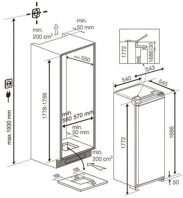 Grundig Встроенная вертикальная морозильная камера no Frost  7234446911  - Вид №1