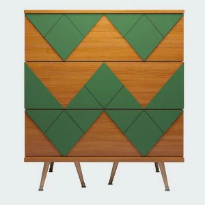 Комод с деревянными ножками и 3 ящиками кейп Lady Woo WOODI  00-3965956 Бежевый;дуб сонома;зеленый