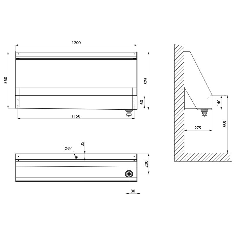 130100 Писсуар коллективный подвесной DELABIE  - Вид №1