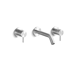 DEC353S Смеситель для раковины настенный на 3 отверстия Linki DECO, внешняя часть, Сатиновая сталь