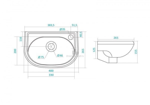101677 Подвесная раковина настенная круглая SANTEK  белая  - Вид №1