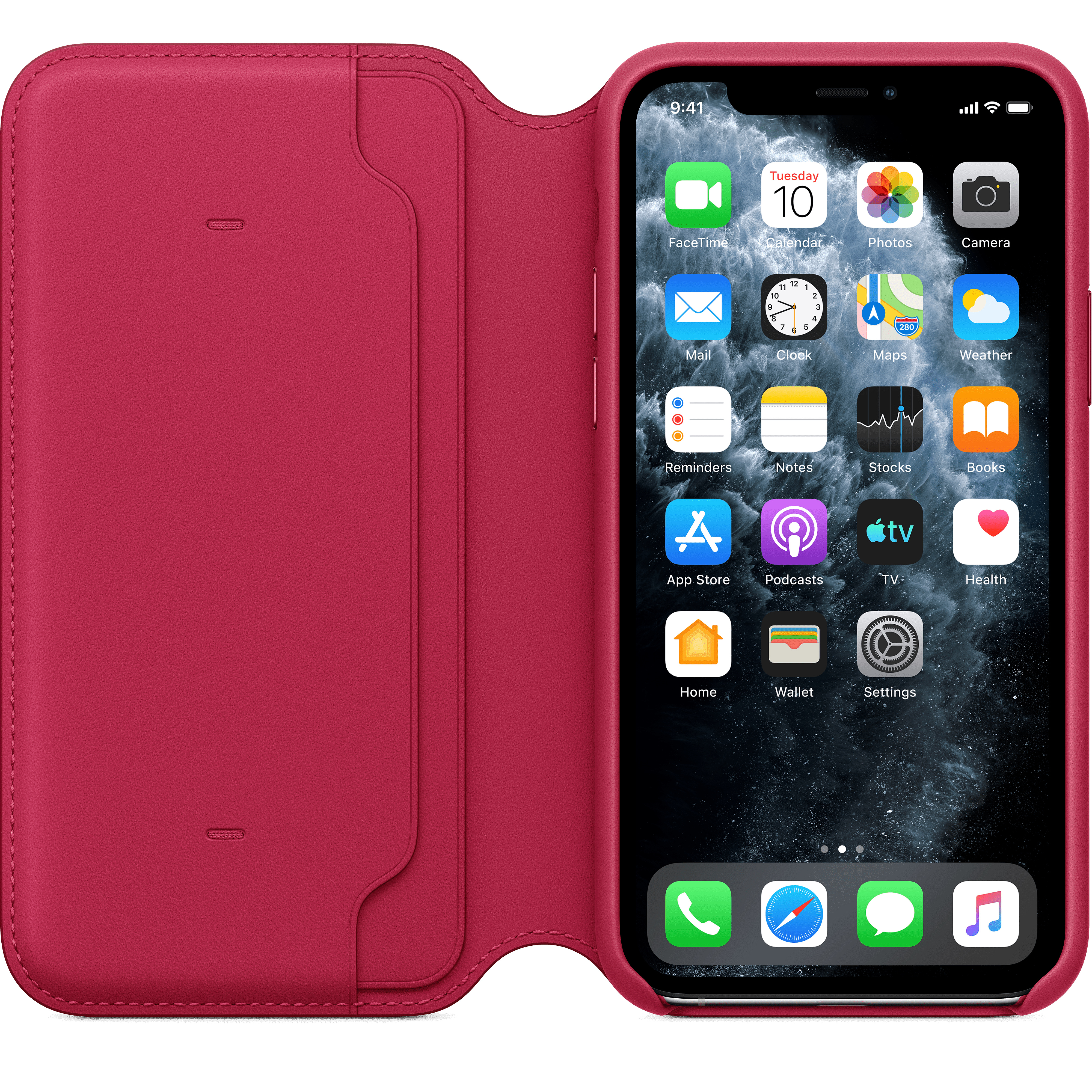 MY1K2ZM/A Iphone 11 pro leather folio - raspberry Apple Santreyd  - Вид №5