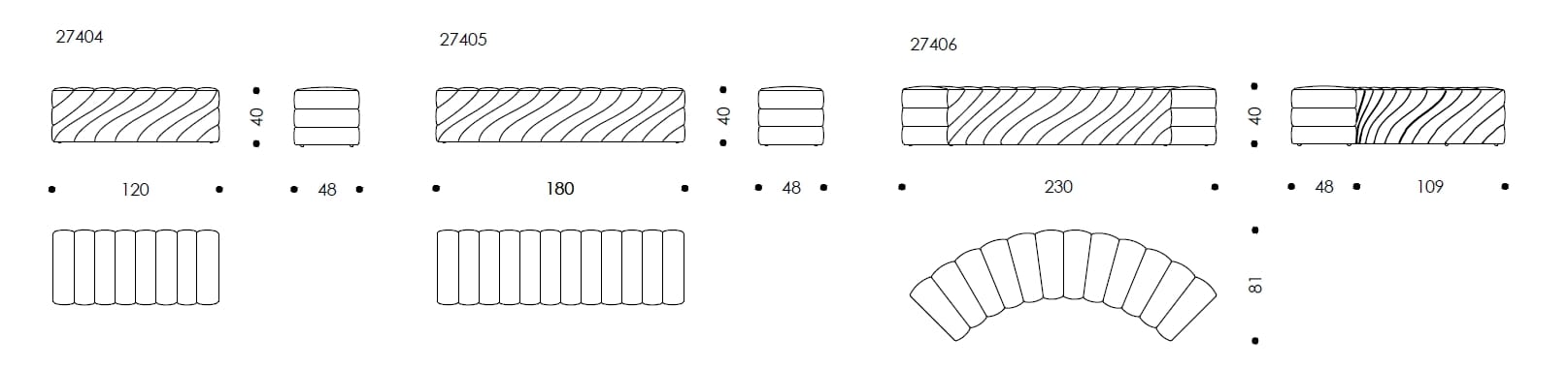 Мягкая скамейка из ткани Wittmann Adagio ARCH-00147257 - Вид №11