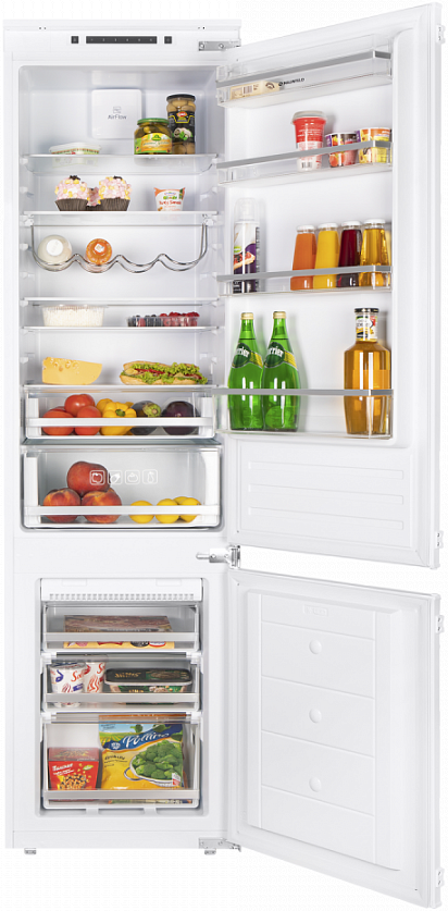 MBF193NFFW Холодильник встраиваемый / тип: двухкамерный со статической системой в холодильном и nofrost в морозильном отделении.тип установки: встраиваемый.общий/полезный объем, л: 285/281.управление: электронное.класс энергопотребления: a+.тип хладогента Santreyd 