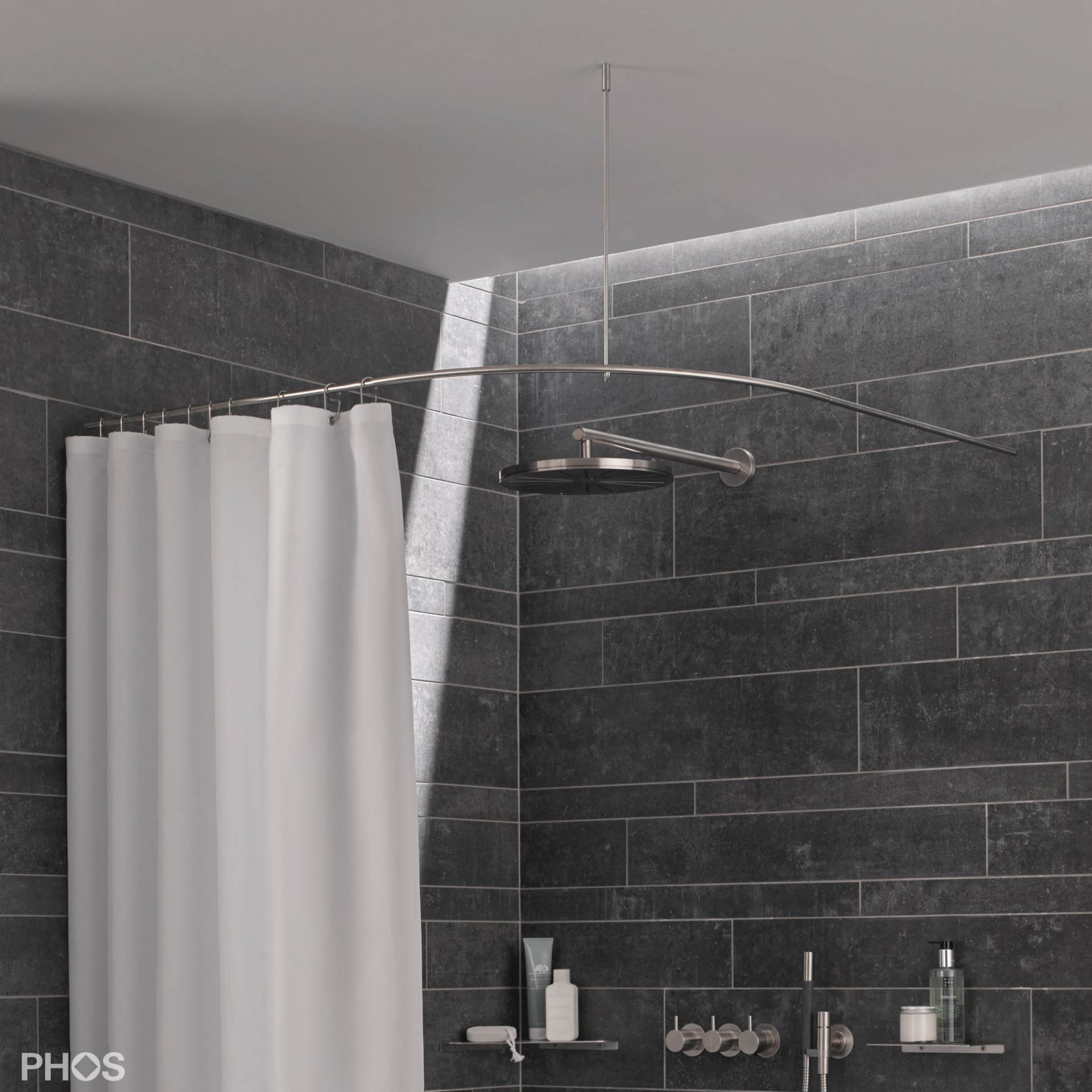 DSB500-1200 Квадрант штанги для душевой занавески с радиусом дуги 50 см, 120 x 120 см PHOS 