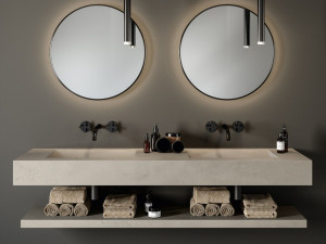 Двойная подвесная раковина из керамогранита