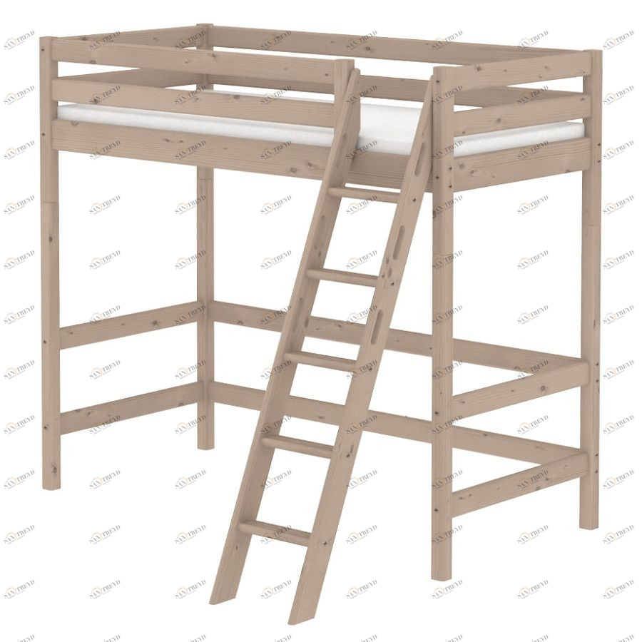Кровать Flexa Classic высокая с наклонной лестницей, коричневая, 190 см 90103151101