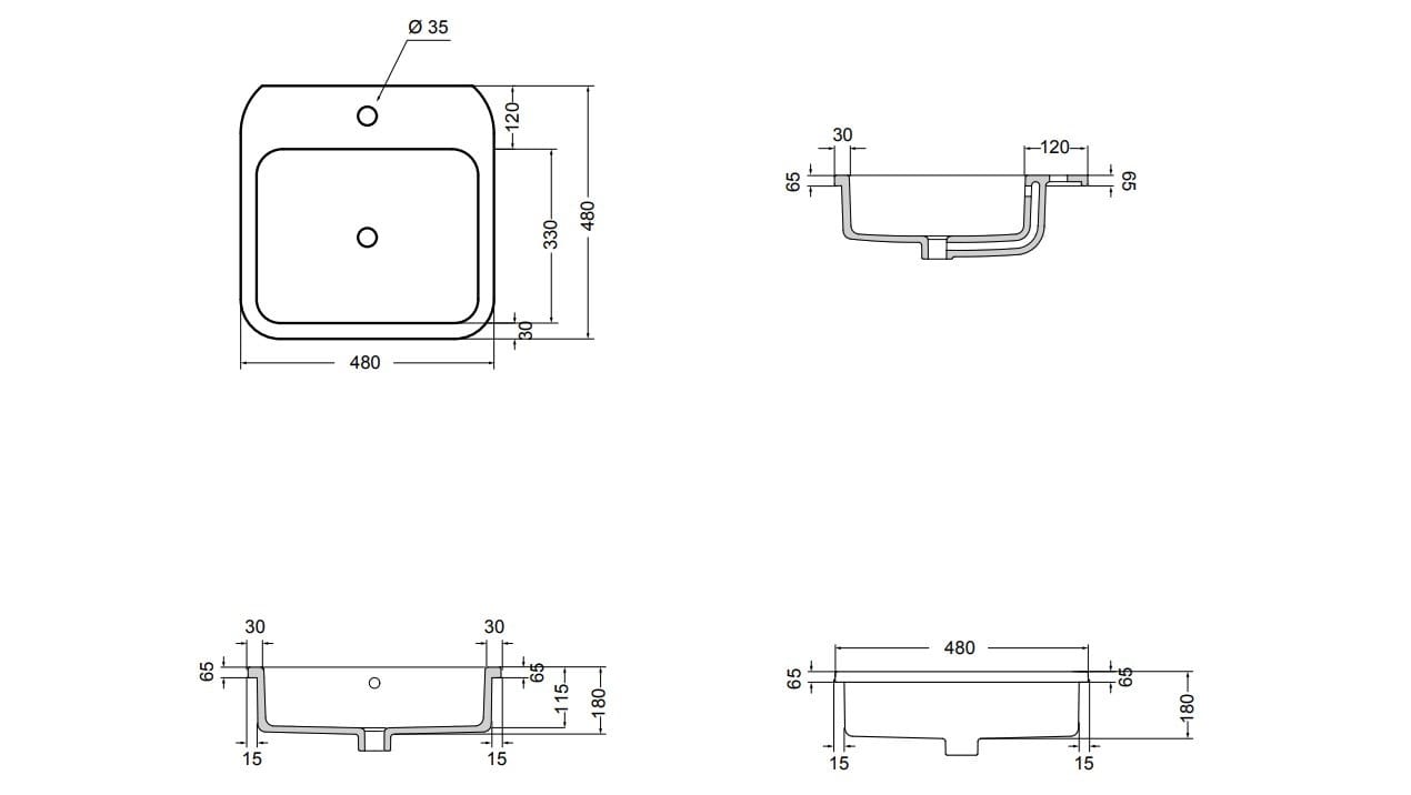 Керамическая раковина с утопленным верхом Axa вещь ARCH-00000165 - Вид №2