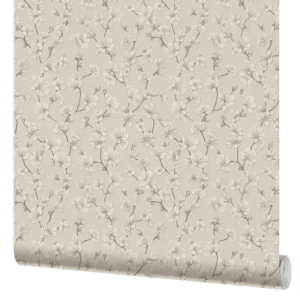 Обои флизелиновые Московская обойная фабрика Цветущая вишня серые 4070-1 1.06 м