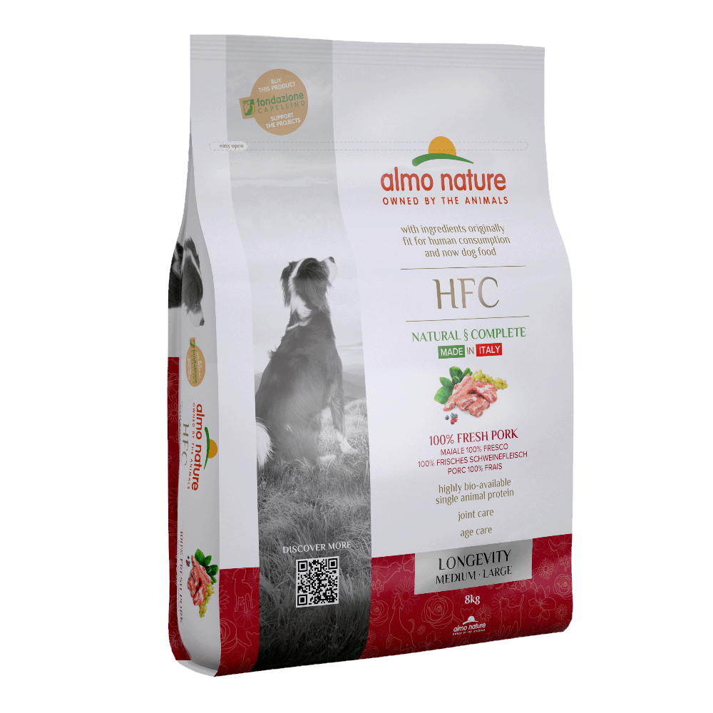 ПР0059775 Корм для собак M-L Longevity для средних и крупных пород, свежая свинина сух. 8кг Almo Nature 