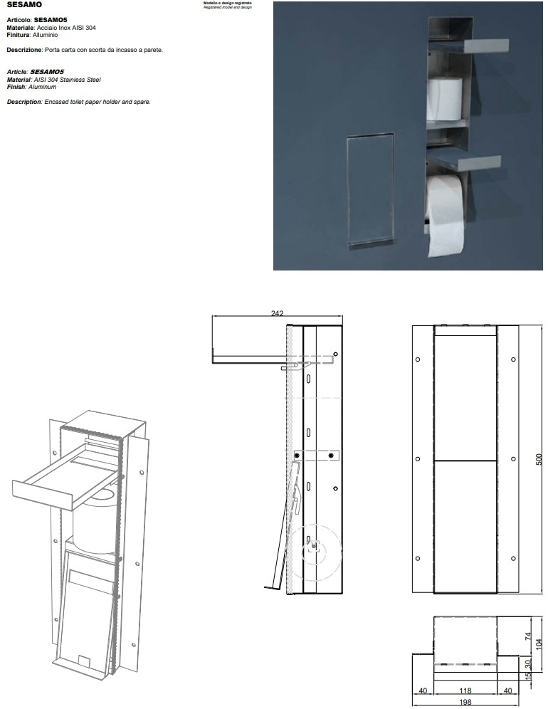 Antonio Lupi Design Аксессуары для ванных комнат встроены в стену Sesamo Antoniolupi sun-id-1425180 - Вид №9