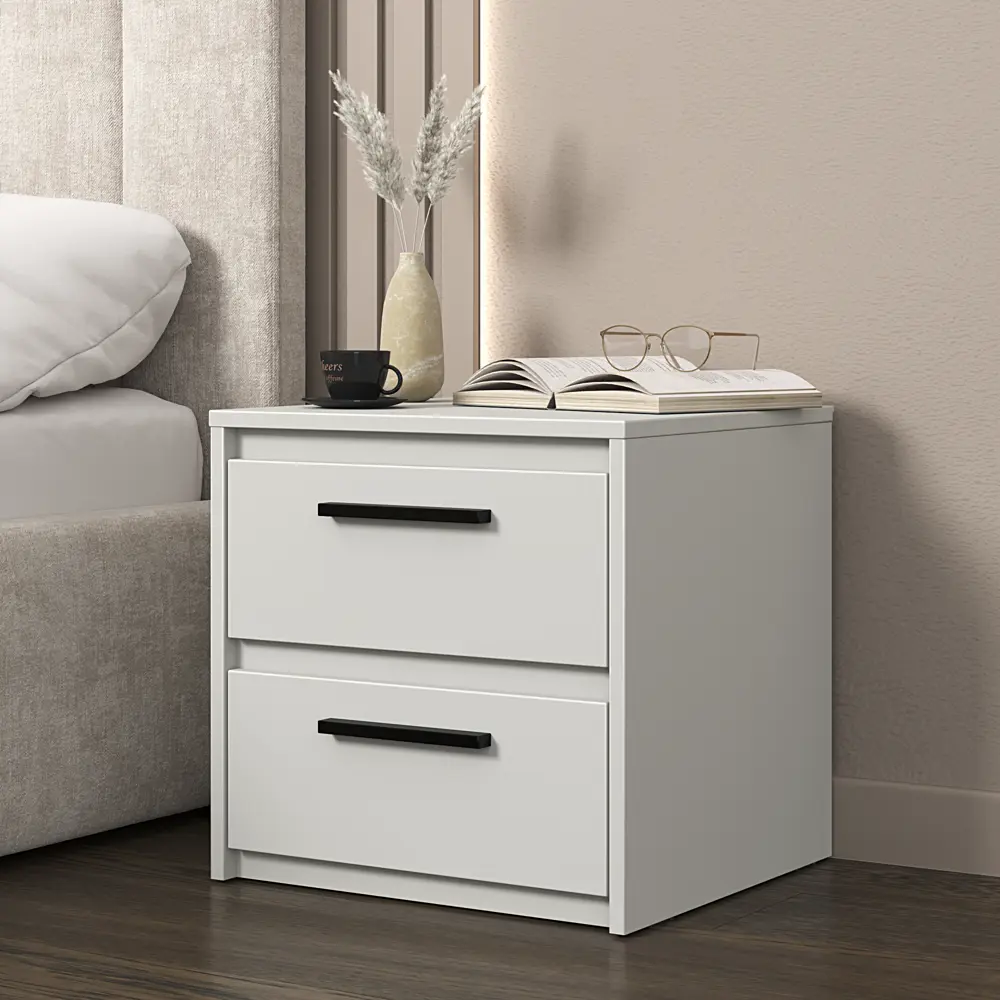 Тумба прикроватная Лион 2 ящика 45x44.5x41.6 см ЛДСП цвет белый Santreyd STLM-2129858