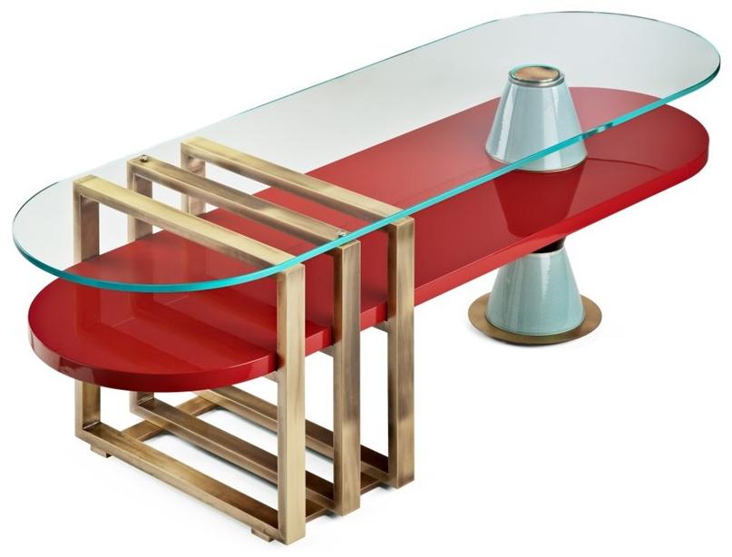 MARIONI Низкий лакированный журнальный столик из дерева Palm 02960 - Вид №2