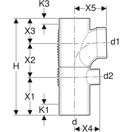 308.811.14.1 Крестовина односторонняя Geberit Silent-db20 88,5° Geberit  - Вид №2